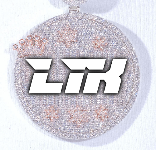 CUSTOM LETTER NECKLACE 3D BIG CROWN DISC