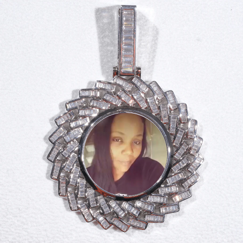 Large 3D Baguette Custom Picture Pendant