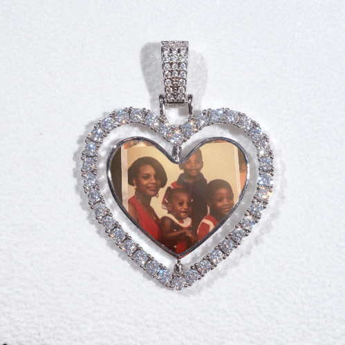 3D Spinning 2-Faced Heart Custom Picture Pendant