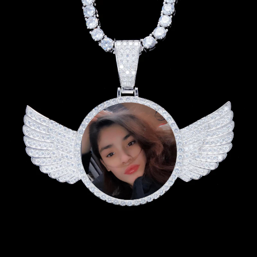 925S & VVS Moissanite 3D Wing Custom Picture Pendant