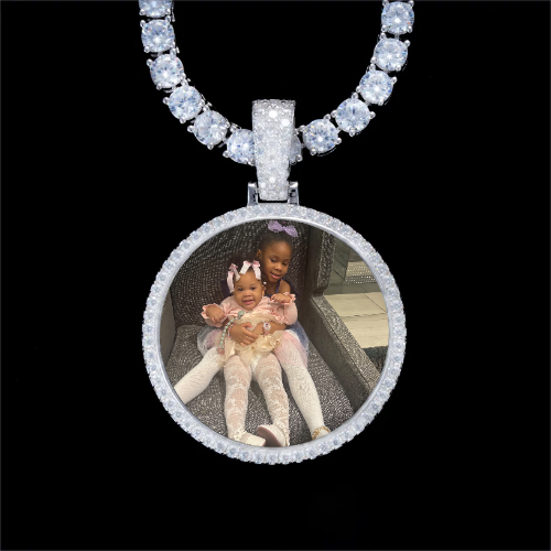 925S & VVS Moissanite 3D Circle Custom Picture Pendant