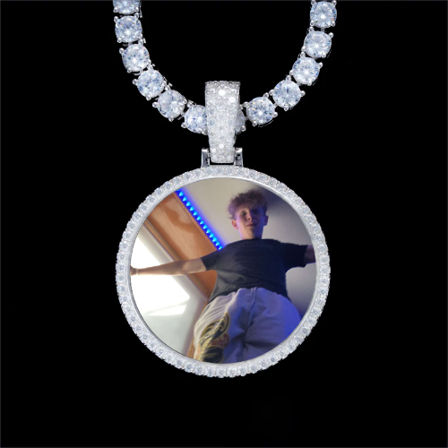 925S & VVS Moissanite 3D Circle Custom Picture Pendant