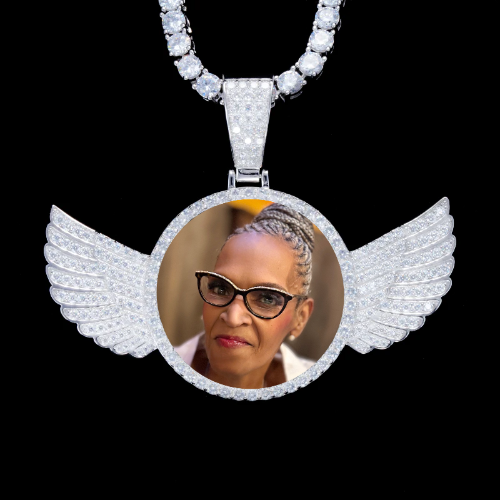 925S & VVS Moissanite 3D Wing Custom Picture Pendant
