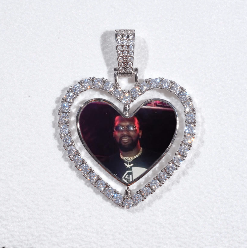 3D Spinning 2-Faced Heart Custom Picture Pendant