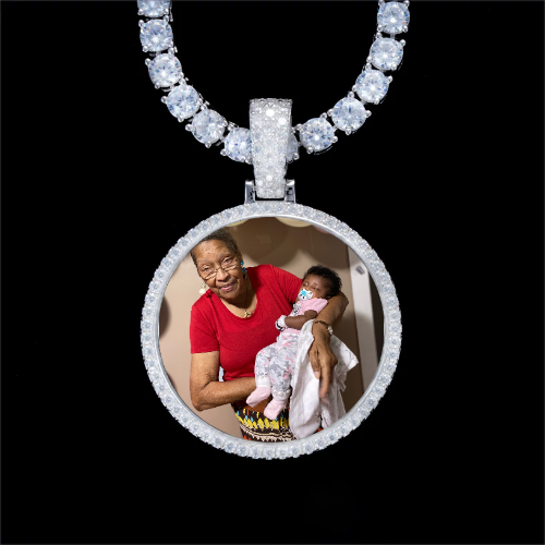 925S & VVS Moissanite 3D Circle Custom Picture Pendant