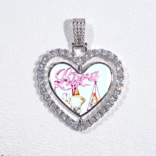 3D Spinning 2-Faced Heart Custom Picture Pendant
