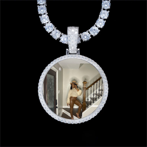 925S & VVS Moissanite 3D Circle Custom Picture Pendant