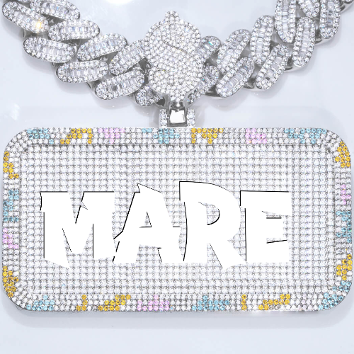 CUSTOM LETTER NECKLACE 3D COLORFUL SQUARE