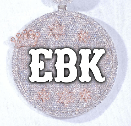 CUSTOM LETTER NECKLACE 3D BIG CROWN DISC