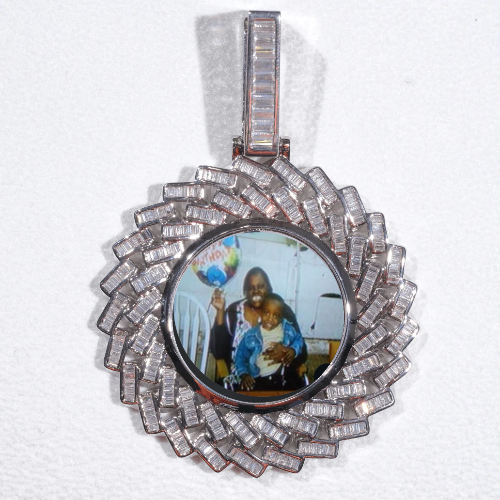 Large 3D Baguette Custom Picture Pendant