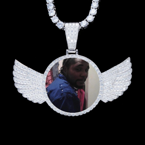 925S & VVS Moissanite 3D Wing Custom Picture Pendant