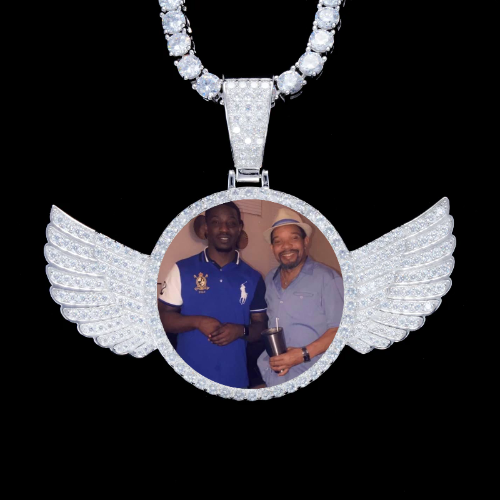 925S & VVS Moissanite 3D Wing Custom Picture Pendant