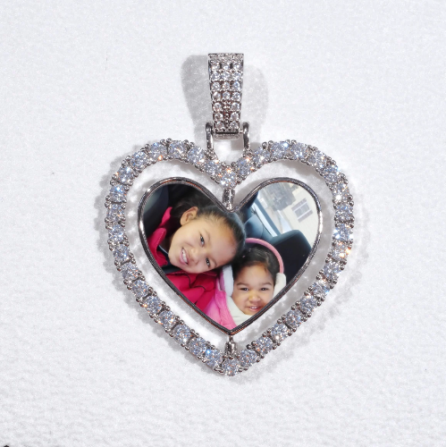 3D Spinning 2-Faced Heart Custom Picture Pendant