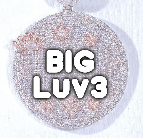 CUSTOM LETTER NECKLACE 3D BIG CROWN DISC