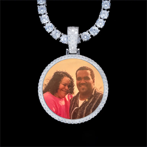 925S & VVS Moissanite 3D Circle Custom Picture Pendant