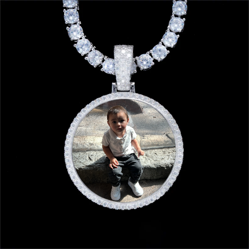 925S & VVS Moissanite 3D Circle Custom Picture Pendant