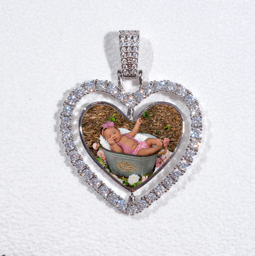 3D Spinning 2-Faced Heart Custom Picture Pendant