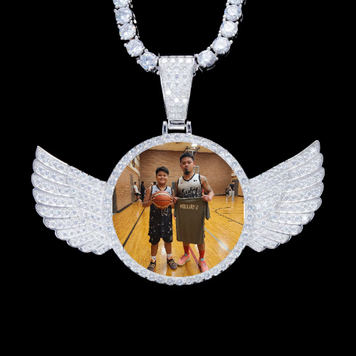925S & VVS Moissanite 3D Wing Custom Picture Pendant