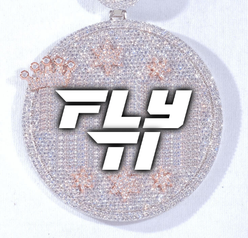 CUSTOM LETTER NECKLACE 3D BIG CROWN DISC