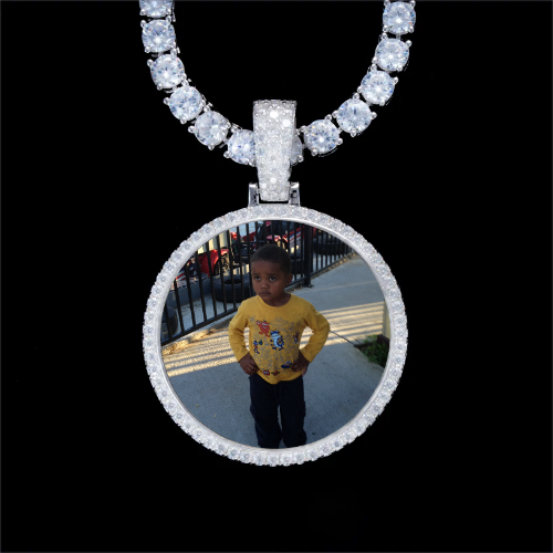 925S & VVS Moissanite 3D Circle Custom Picture Pendant