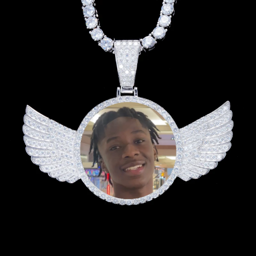 925S & VVS Moissanite 3D Wing Custom Picture Pendant