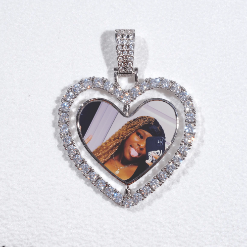 3D Spinning 2-Faced Heart Custom Picture Pendant