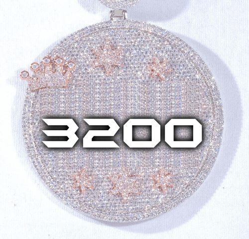 CUSTOM LETTER NECKLACE 3D BIG CROWN DISC