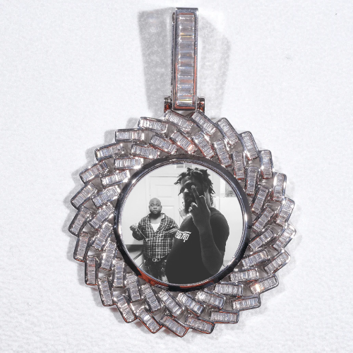 Large 3D Baguette Custom Picture Pendant