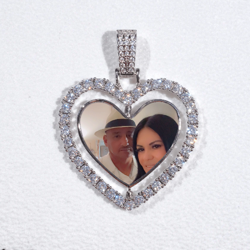 3D Spinning 2-Faced Heart Custom Picture Pendant