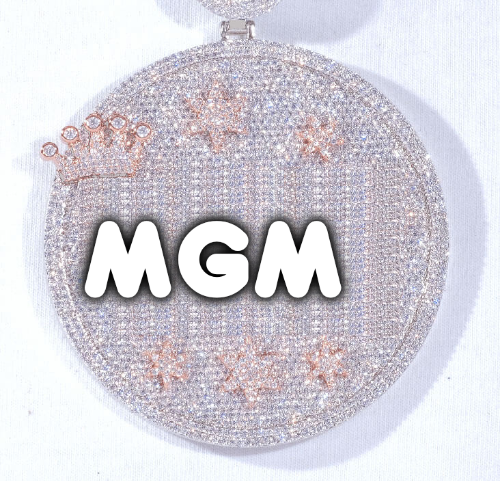 CUSTOM LETTER NECKLACE 3D BIG CROWN DISC