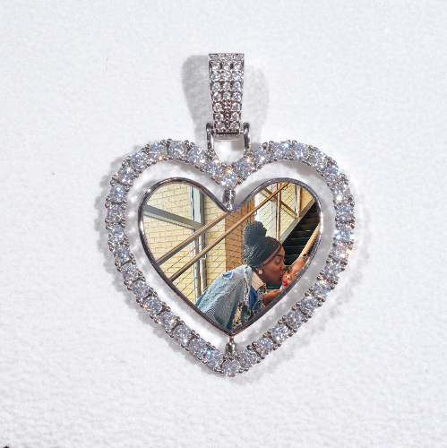 3D Spinning 2-Faced Heart Custom Picture Pendant