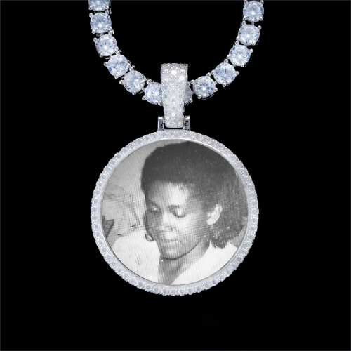 925S & VVS Moissanite 3D Circle Custom Picture Pendant