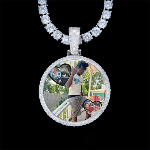 925S & VVS Moissanite 3D Circle Custom Picture Pendant