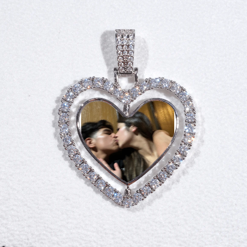 3D Spinning 2-Faced Heart Custom Picture Pendant