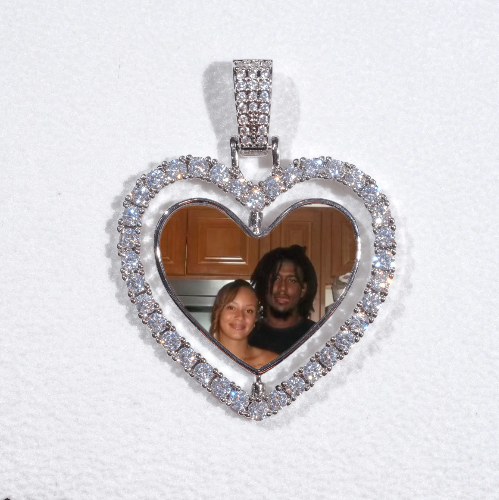 3D Spinning 2-Faced Heart Custom Picture Pendant