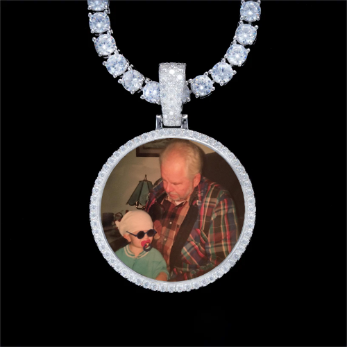 925S & VVS Moissanite 3D Circle Custom Picture Pendant
