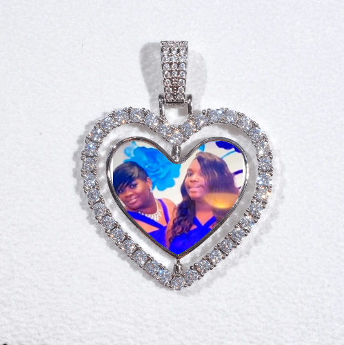 3D Spinning 2-Faced Heart Custom Picture Pendant