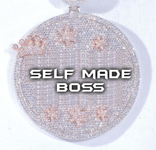 CUSTOM LETTER NECKLACE 3D BIG CROWN DISC