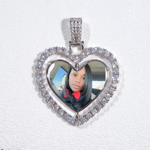 3D Spinning 2-Faced Heart Custom Picture Pendant