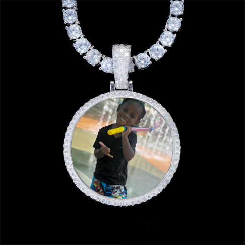 925S & VVS Moissanite 3D Circle Custom Picture Pendant