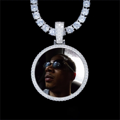 925S & VVS Moissanite 3D Circle Custom Picture Pendant
