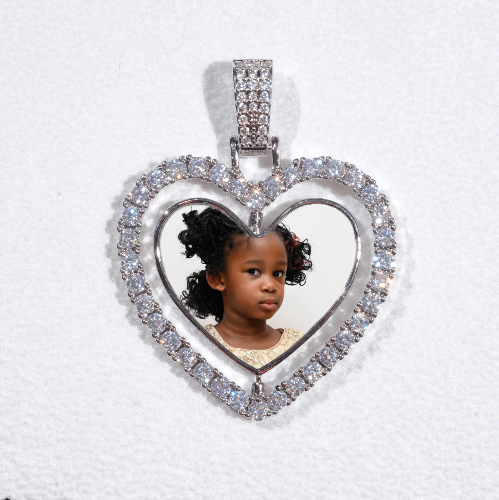 3D Spinning 2-Faced Heart Custom Picture Pendant