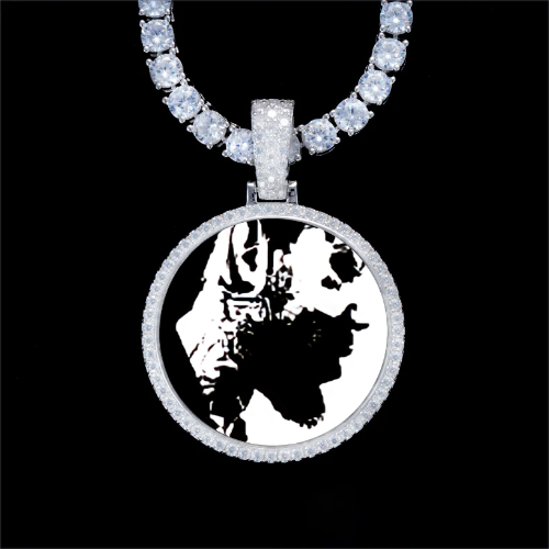 925S & VVS Moissanite 3D Circle Custom Picture Pendant