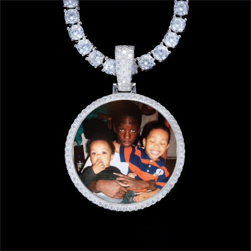 925S & VVS Moissanite 3D Circle Custom Picture Pendant