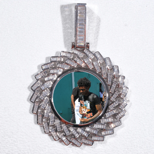 Large 3D Baguette Custom Picture Pendant