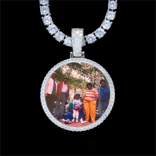 925S & VVS Moissanite 3D Circle Custom Picture Pendant