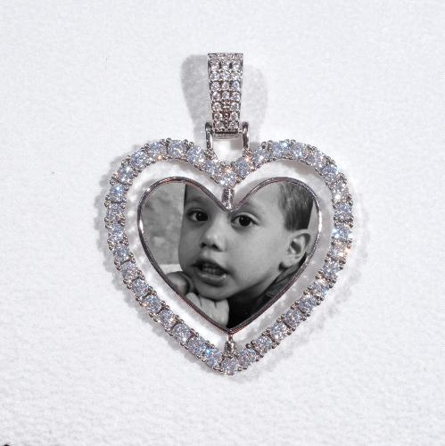 3D Spinning 2-Faced Heart Custom Picture Pendant
