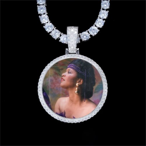 925S & VVS Moissanite 3D Circle Custom Picture Pendant