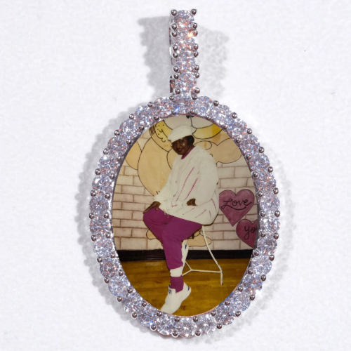Large 3D Oval Custom Picture Pendant
