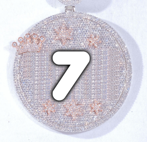 CUSTOM LETTER NECKLACE 3D BIG CROWN DISC